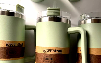 Trinkbecher XXL Edelstahl Löwenthal mintgruen, 1,2 Liter