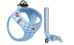 curli Set Vest Geschirr Air-Mesh & Basic Leine Skyblue-Caro