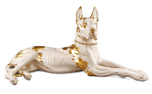 Handbemalte Keramik Dogge mit Swarovski Hundehalsband mit Goldzeichnung