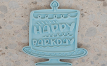 Happy Birthday Barkday Schleckmatte, hellblau