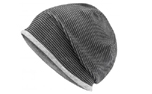 James & Nicholson Structured Beanie Stretchfleece-Mütze, black/grey-heather