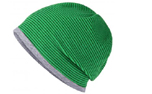James & Nicholson Structured Beanie Stretchfleece-Mütze, fern-green/grey-heather