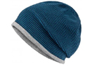 James & Nicholson Structured Beanie Stretchfleece-Mütze, navy/grey-heather