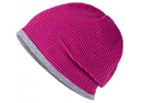 James & Nicholson Structured Beanie Stretchfleece-Mütze, pink/grey-heather