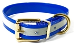 Mystique Hundehalsband Biothane (Messing), reflex-blau