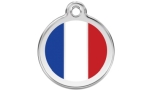 Red Dingo Hundemarke Rostfreier Stahl mit Emaille Französische Flagge