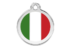 Red Dingo Polierte rostfreie Stahl- Hundemarke Italian Flagge weiss