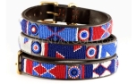 The Kenyan Collection Red White Blue Beaded Dog Collar